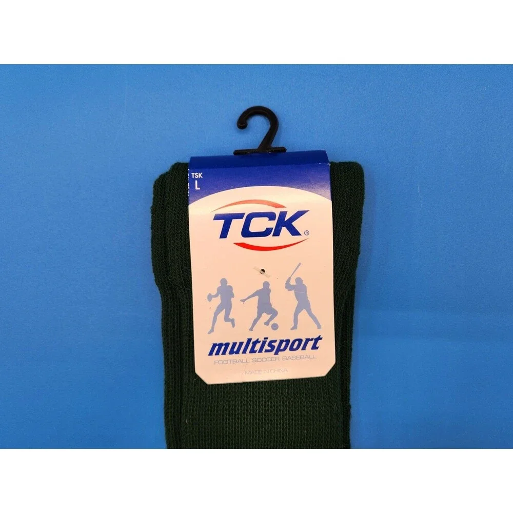 TCK  Baseball Football Soccer Tube Sock Dark Green Size Large New With Tag
